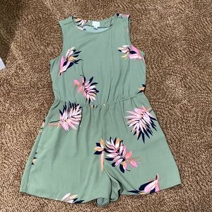 Green tropical romper